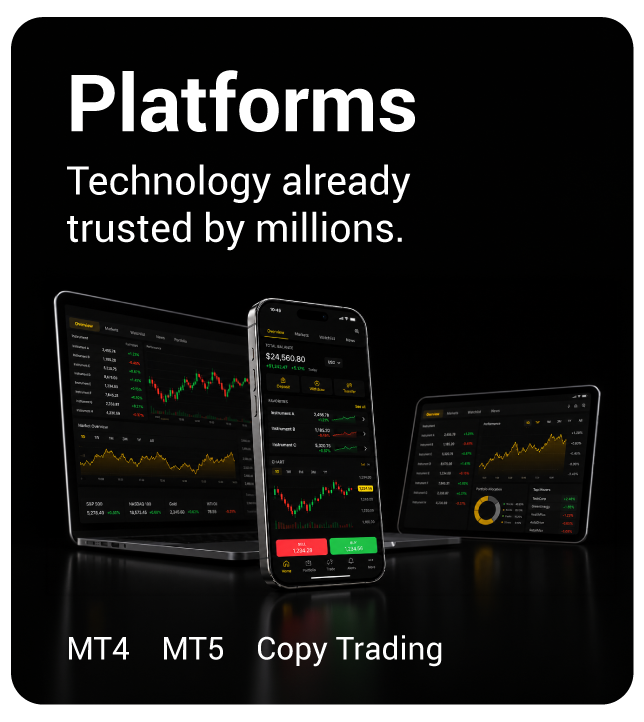 Platforms - Technology already trusted by millions. MT4, MT5, copytrading