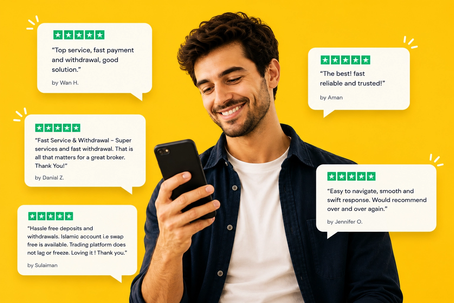 Monaxa clients sharing five-star reviews