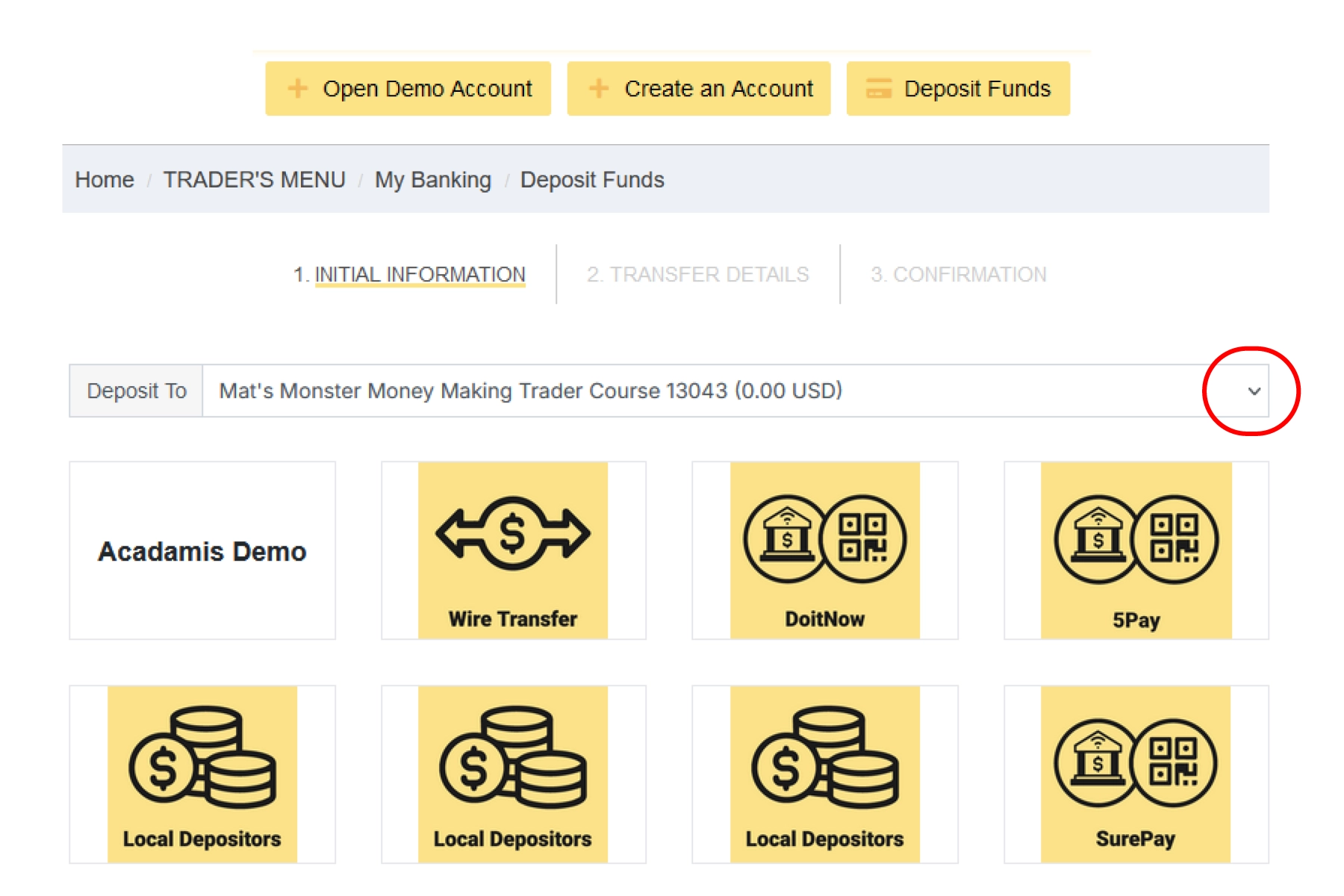 Screenshot: Monaxa deposit flow